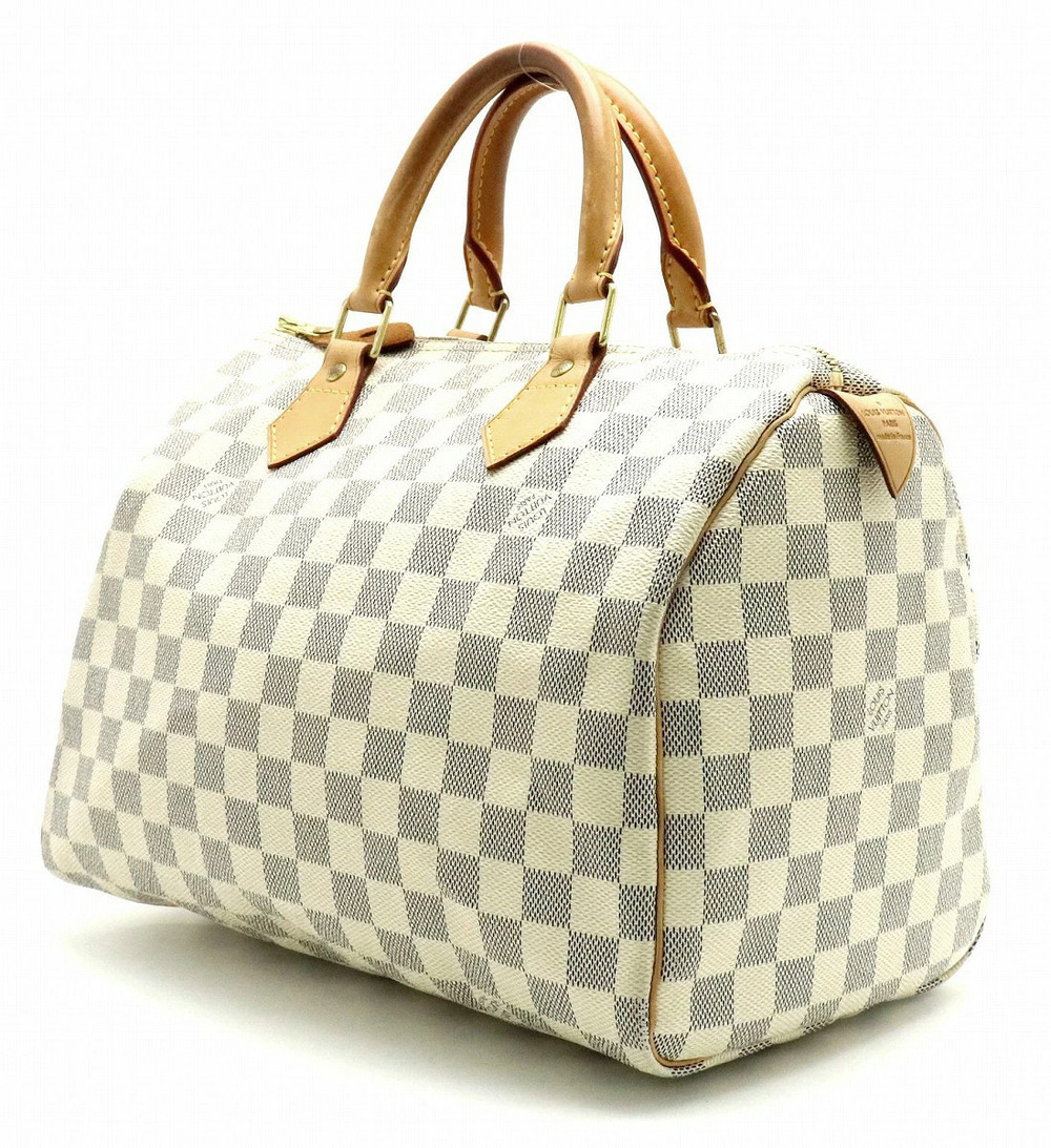 Louis Vuitton Handbag White Speedy Boston Azur Bag Damier White